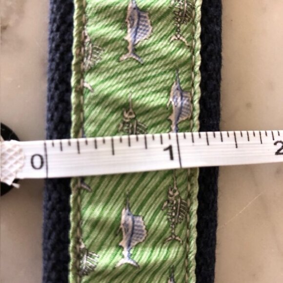 VINEYARD VINES  Marlin Print Canvas Club Leather Trim Belt 32 - Picture 14 of 15